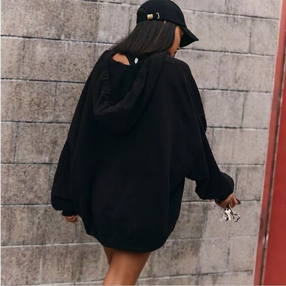 Free People Black Oversized Hoodie M - Picture 1 of 9